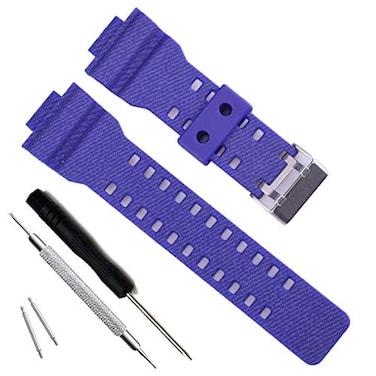 MyTime Natural Resin Replacement Watch Band Strap for Casio Mens GShock GD120GA100GA110GA100C Cross PatternDark Blue