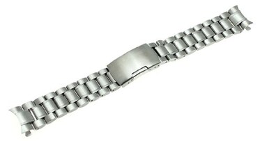 RECHERE Stainless Steel Bracelet Watch Band Strap Curved End Solid Links Color Silver 22mm