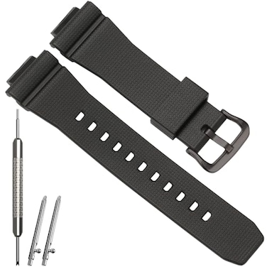WRISTARMOR Replacement Strap Compatible with Casio GM2100 Black Resin Band Watch GM2100 Mens Wristband Black buckle