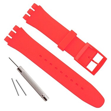 GREENOLIVE Replacement Waterproof Silicone Rubber Watch Strap Watch Band for Swatch 17mm 19mm 20mm 17mm Bright Red