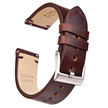 Ritche Quick Release Leather Watch Band 18mm 20mm 22mm Genuine Watch Strap for Men and Women Coffee Silver 22 mm Classic