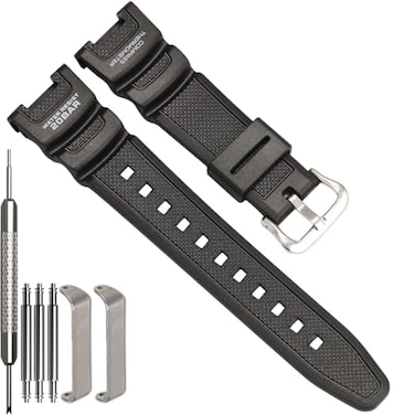 WRISTARMOR SGW100 Series Resin Strap Compatible with Casio SGW100 Replacemnet Strap Mens Waterproof Watch Band Silver buckle