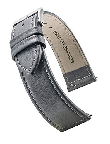 STUNNING SELECTION ALPINE flat Stitched Genuine Leather Watch strap with Quick Release Spring Bars Grey 22 mm