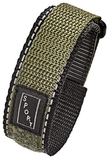 STUNNING SELECTION ALPINE Sporty Padded Nylon Fabric watch band 20mm blackgreen