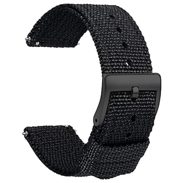 TStrap Nylon Watch Band 18mm Black Quick Release Watch Strap Sailcloth Soft Canvas Military Wtach Bands for Men Ladies Smart watch Bracelet Replacement with Black Clasp 18mm 20mm 22mm 24mm