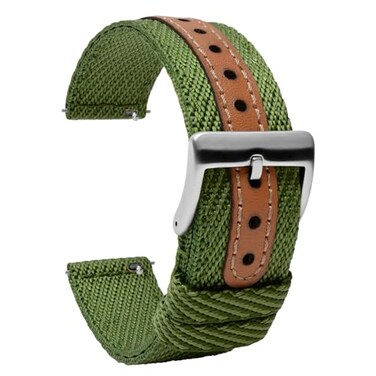 TStrap Nylon Watch Band for Men Green Canvas Quick Release Watch Strap Women Soft Sailcloth Smart Watchband with Clasp Correa para Reloj Replacement 18mm 20mm 22mm