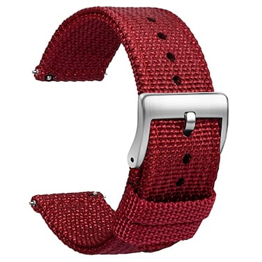 TStrap Nylon Watch Strap 22mm Quick Release Watch Band Soft Red Canvas Military Wtach Bands for Men Ladies for Smart watch Bracelet Replacement with Clasp 18mm 20mm 22mm 24mm