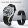 ULLCHRO Silicone Watch Strap Replacement Rubber Watch Band Waterproof Stripe Pattern 14mm 16mm 18mm 20mm 22mm 24mm Watch Bracelet with Stainless Steel Deployment Black Buckle 20mm Black02
