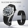 ULLCHRO Silicone Watch Strap Replacement Rubber Watch Band Waterproof Stripe Pattern 14mm 16mm 18mm 20mm 22mm 24mm Watch Bracelet with Stainless Steel Deployment Black Buckle 20mm Black02