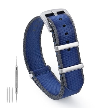 watchdives Nylon Watch Band 18mm 20mm 22mm Multicolor Replacement Watch Straps for Men Women Blue Gray 20mm