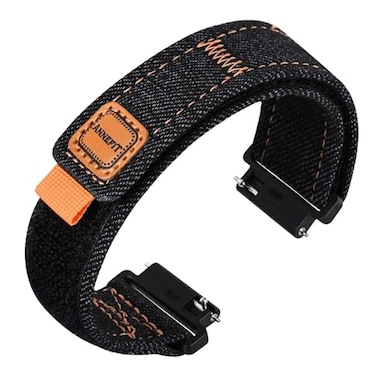 ANNEFIT Watch Band 16mm Denim Fabric Quick Release Watch Strap for Men Women Black