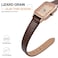 ANNEFIT Womens Leather Watch Band 18mm with Rose Gold Buckle Lizard Grain Slim Thin Replacement Strap Brown