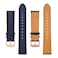BISONSTRAP Texture Leather Watch Straps for Women and Men Watch Replacement Bands with Quick Release 22mm Dark Blue Rose Gold Buckle