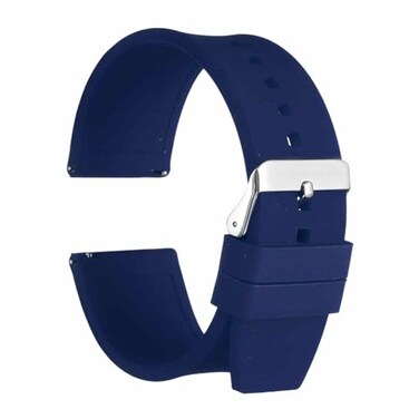 HARFINGTON Silicone Watch Band 28mm Quick Release Flexible Soft Rubber Watch Strap with Stainless Steel Silver Clasp Replacement Wristband for Men Women Navy Blue