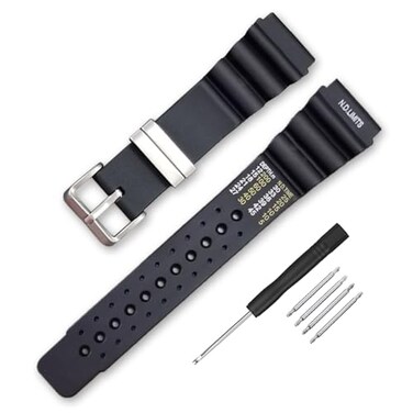 Narako Rubber Curved Line Watch Band 20mm 22mm 24mm Stainless Steel Loop Divers Model Replacement Watchstrap 20mm Stainless Steel Loop