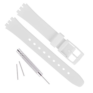 OliBoPo Replacement 12mm Waterproof Silicone Rubber Watch Strap Watch Band for Swatch 12mm White