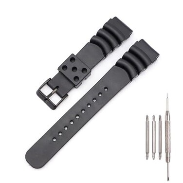 LDDAL Rubber Strap Compatible with Seiko Divers Watches for Mens 22mm Watch band Replacement black buckle