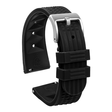 watchdives Rubber Waffle Watch Band Fast Release Soft Rubber Watch Strap Waterproof Replacement Watchbands with Two Fixing Loops for Men Women BlackFast Release 22mm