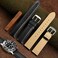 WOCCI 19mm Vintage Leather Watch Band for Men and Women Silver Buckle Black