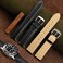 WOCCI 19mm Vintage Leather Watch Band for Men and Women Silver Buckle Black