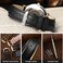 WOCCI 19mm Vintage Leather Watch Band for Men and Women Silver Buckle Black