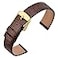 ANNEFIT Womens Leather Watch Band 10mm with Gold Buckle Lizard Grain Slim Thin Replacement Strap Brown