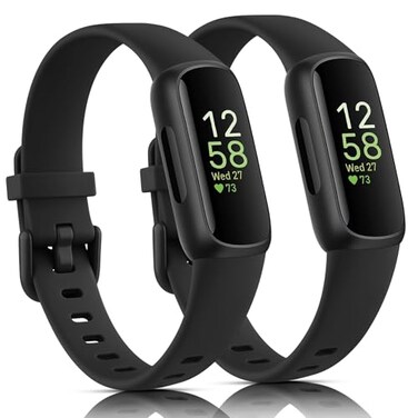 Amzpas 2 Pack Bands Compatible with Fitbit Inspire 3 Bands for Women Men Sport Silicone Adjustable Replacement Straps for Fitbit Inspire 3 Fitness Tracke BlackBlack