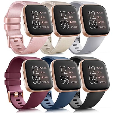 AK 6 Pack Sport Bands Compatible with Fitbit Versa 2 Versa LiteSE Classic Soft Silicone Replacement Wristbands for Fitbit Versa Smart Watch Women Men 6 Pack A Large