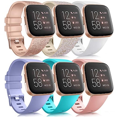 AK 6 Pack Sport Bands Compatible with Fitbit Versa 2 Versa LiteSE Classic Soft Silicone Replacement Wristbands for Fitbit Versa Smart Watch Women Men 6 Pack B Small