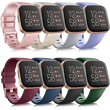 Mugust 8 Pack Sport Bands Compatible with Fitbit Versa 2 Fitbit VersaVersa LiteVersa SE Classic Soft Silicone Replacement Wristbands Straps for Fitbit Versa 2 Smart Watch Women Men 8 Pack B Large