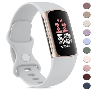 AK Sport Band Compatible with Fitbit Charge 6 Bands Fitbit Charge 5 Bands Women Men Classic Soft Replacement Straps Wristbands for Fitbit Charge 6 5 Advanced Fitness Health Tracker Light
