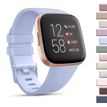 AK Sports Bands Compatible for Fitbit Versa 2VersaLiteSE Soft Elastomer MultiColor Replacement Wristbands for Smart Watch Baby Blue Large