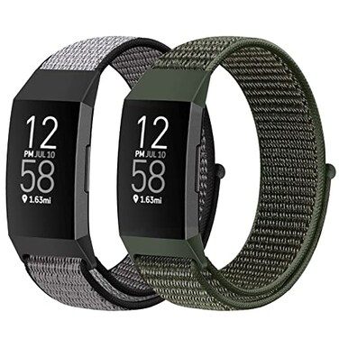 AVOD Nylon Watch Bands Compatible with Fitbit Charge 4Charge 3SE Soft Replacement Wristband Breathable Sport Strap with Band for Women Men Navy GreenIron Gray