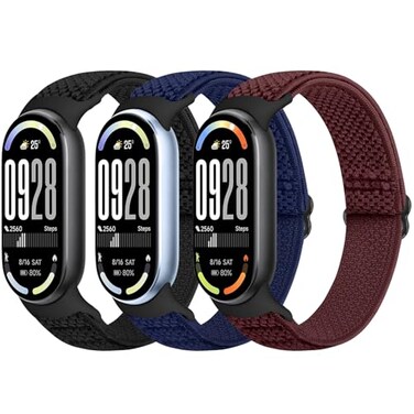 Bcuckood Elastic Bands Compatible with Xiaomi Smart Band 1098 for Women Men Stretchy Solo Loop Soft Nylon Elastic Strap Replacement Wristband for Xiaomi Mi Band 10983 PCS