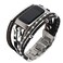YOSWAN Leather Bands Compatible with Fitbit Charge 6Charge 5 Bands for Women Boho Handmade Multilayer Wrap Bracelets Jewelry Strap Replacement for Charge 6Charge 5 Fitness Tracker Black White