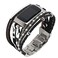 YOSWAN Leather Bands Compatible with Fitbit Charge 6Charge 5 Bands for Women Boho Handmade Multilayer Wrap Bracelets Jewelry Strap Replacement for Charge 6Charge 5 Fitness Tracker Black White