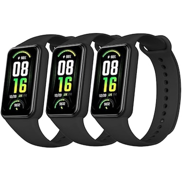 LIANCGJUE 3 Pack Soft TPU Compatible with Amazfit Band 7 Replacement Band Adjustable Replacement Sport Loop Straps for Amazfit 7 Strap for Women Men blackblackblack