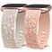 Minyee 2 Pack Floral Engraved Band Compatible with Fitbit Versa 4Versa 3Sense 2Sense Band Women Cute Embossed Silicone Wildflower Rose Dressy Soft Sport Fancy Summer Replacement Strap for Versa 4
