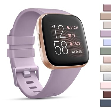 Mugust Sport Bands Compatible with Fitbit Versa 2 Fitbit VersaVersa LiteVersa SE Classic Soft Silicone Replacement Wristbands Straps for Fitbit Versa 2 Smart Watch Women Men LargeLight Purple