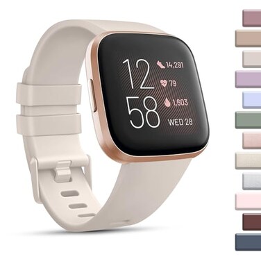 Mugust Sport Bands Compatible with Fitbit Versa 2 Fitbit VersaVersa LiteVersa SE Classic Soft Silicone Replacement Wristbands Straps for Fitbit Versa 2 Smart Watch Women Men SmallStarlight