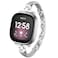 TUV PLNT Silm Metal Band Compatible with Fitbit Versa 4Fitbit Sense 2 Band Cute Women Bling Jewelry Strap Replacement Compatible for Fitbit SenseVersa 3 Women Silver
