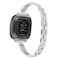 TUV PLNT Silm Metal Band Compatible with Fitbit Versa 4Fitbit Sense 2 Band Cute Women Bling Jewelry Strap Replacement Compatible for Fitbit SenseVersa 3 Women Silver