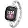 TUV PLNT Silm Metal Band Compatible with Fitbit Versa 4Fitbit Sense 2 Band Cute Women Bling Jewelry Strap Replacement Compatible for Fitbit SenseVersa 3 Women Silver