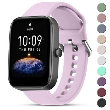 Vanjua Bands for Amazfit Bip 3 Bip 3 Pro Band Women Men Amazfit Bip U Pro Bip Bip Lite Bip S Bip S lite Bip U 20mm Quick Release Soft Silicone Replacement Strap for Amazfit GTR mini GTS 4 GTS 4 Mini G