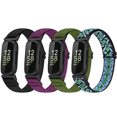 Vodtian 4 Pack Bands Compatible with Fitbit Inspire 3Inspire 2InspireInspire HRAce 3Ace 2 Band Elastic Adjustable Nylon Loop Straps Replacement Sport Stretchy Wristband for Women Men