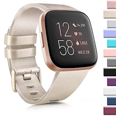 AK Sports Bands Compatible for Fitbit VersaVersa 2Versa SE Soft Elastomer MultiColors Replacement Wristbands for Fitbit Versa Lite Smart Watch Women Men 016 Champagne Gold Large