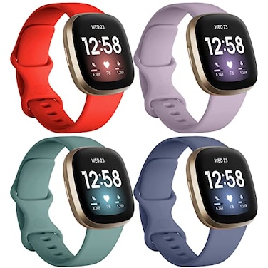 Dirrelo Compatible with Fitbit Versa 34 Bands Sense 2 Bands for Women Soft Replacement Sport Strap Band for Fitbit Smart Watch Large LavenderPinegreenRedBluegrey