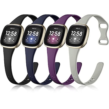 Getino Compatible Fitbit Versa Bands Silicone Sport Soft Accessories Slim Band for Versa 34SenseSense 2 Watch Small BlackNavyPlumGray