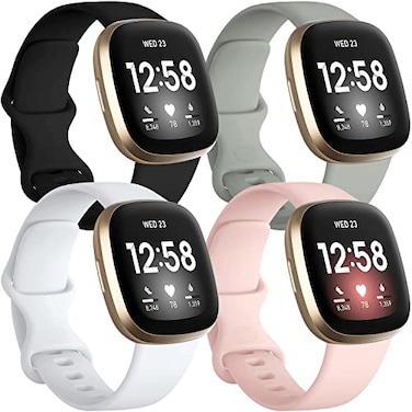 Getino Compatible with Fitbit SenseSense 2 Bands Versa 43 Bands for WomenMen Silicone Sport Accessories Large BlackGrayPinkWhite