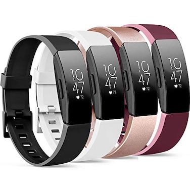 IEOVIEE 4 Pack Compatible Bands for Fitbit Inspire 2 HR Ace 2 Inspire Adjustable Silicone Sport Wristbands BlackRose goldWine redWhite Small